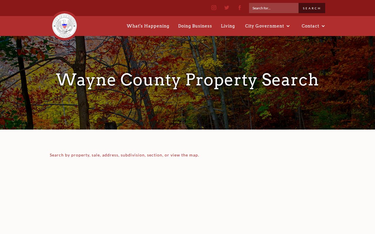 Richmond instructions for Wayne County property searches by address and parcel